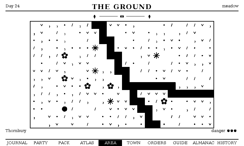 The The Ground screen, as the e-paper frame draws it