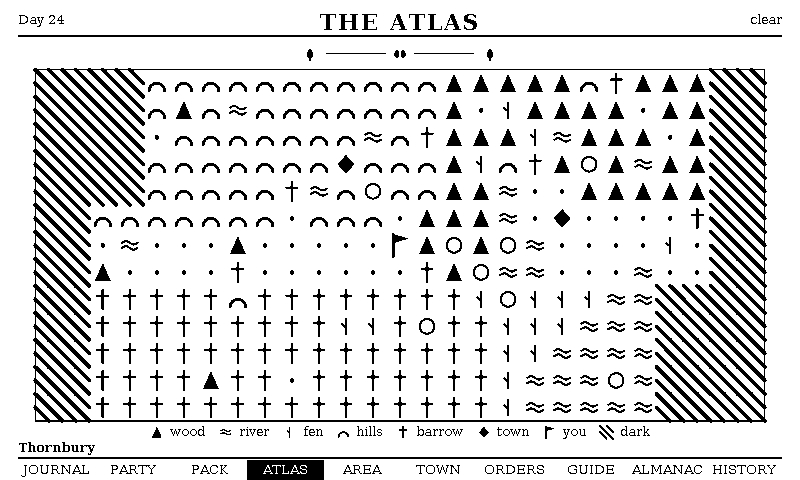 The The Atlas screen, as the e-paper frame draws it