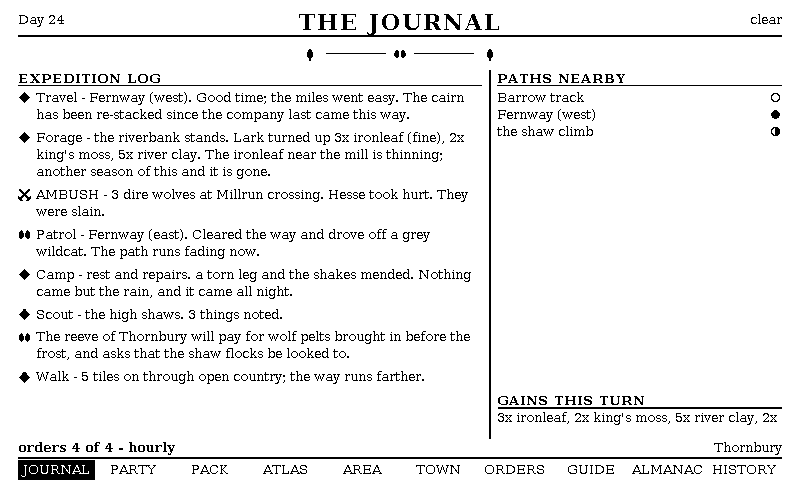 The The Journal screen, as the e-paper frame draws it