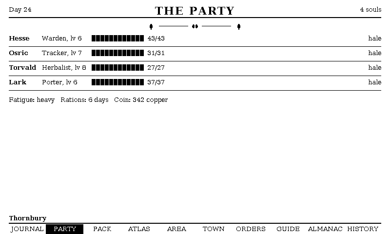 The The Party screen, as the e-paper frame draws it